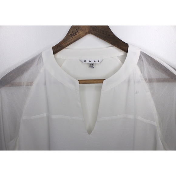 CAbi 118 Allure Sheer Sleeve Blouse Xs Preowned - Picture 3 of 9
